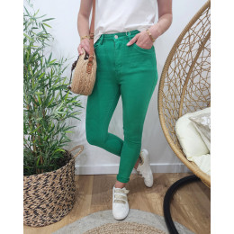 Pantalon femme vert gazon skinny