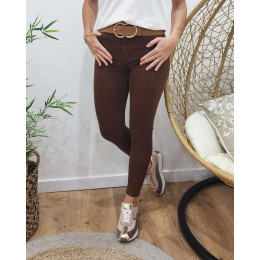 Pantalon femme marron skinny pais 24434