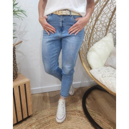 Jean femme coupe mom bleu clair 