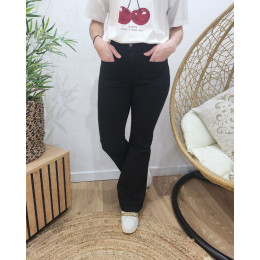 Jean femme noir flare poches plaquées
