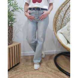 Jean femme bleu clair délavé Wide Leg