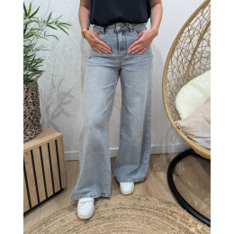 Jean femme Palazzo large bleu clair délavé