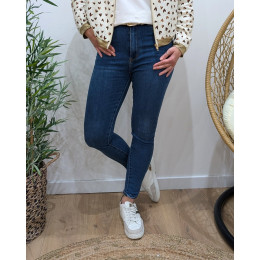 Jean femme bleu foncé skinny taille haute