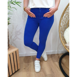 Jean femme bleu roi skinny taille haute 7/8