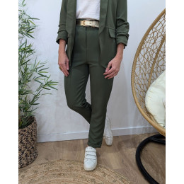Pantalon de tailleur femme kaki
