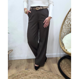 Pantalon fluide femme marron glacé coupe confort