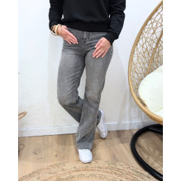Jean femme Wide leg gris foncé délavé coupe confort