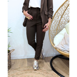 Pantalon de tailleur femme marron choco