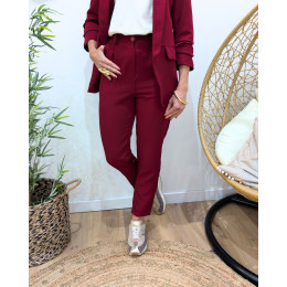 Pantalon de tailleur femme rouge bordeaux