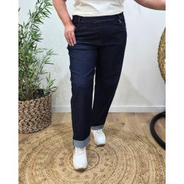Pantalon élastiqué droit effet jean brut