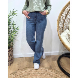 Jean femme bleu moyen wide leg extra long