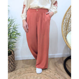 Pantalon femme fluide rose 