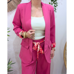 Blazer femme uni rose fuchsia Kiva