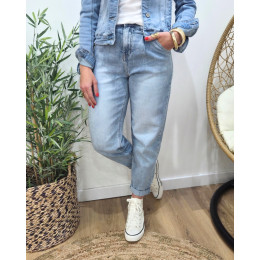 Jean balloon femme bleu clair