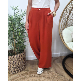 Pantalon femme fluide terracotta foncé Aricia