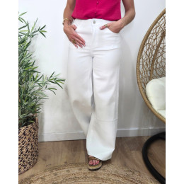Jean femme super wide blanc
