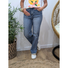 Jean femme droit bleu moyen délavé Kala