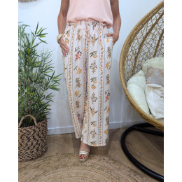 Pantalon femme fluide beige et kaki Gaudia