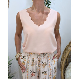 Top femme rose dos boutonné Célestia