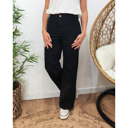 Jean femme Palazzo noir coupe confort