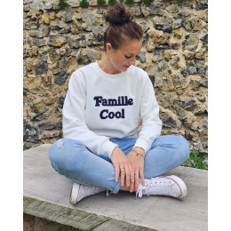 Sweat blanc broderie Famille Cool