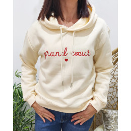 Sweat femme broderie Grand cœur