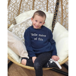 Sweat enfant bleu marine broderie Telle mère tel fils