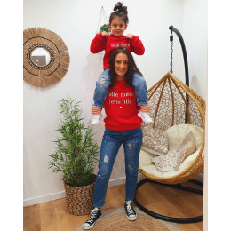 Sweat enfant rouge broderie Telle mère telle fille