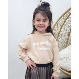 Sweat enfant beige broderie blanche Ma petite tribu