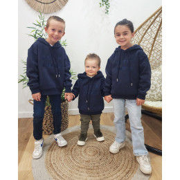 Sweat à capuche enfant bleu marine broderie Petit Amour