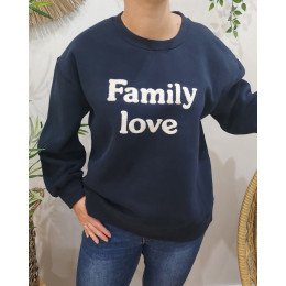 Sweat  bleu marine Family love