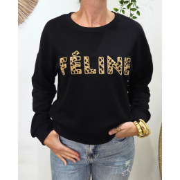 Sweat femme noir Féline