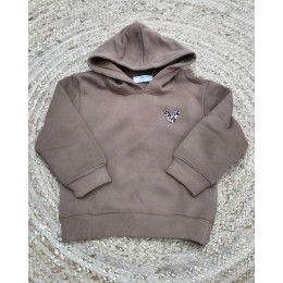 Sweat capuche enfant marron coeur léopard