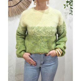 Pull femme jaune et vert pailleté Mahala