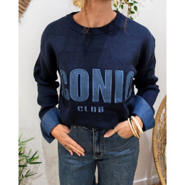 Pull femme bleu marine ICONIC club bleu jean