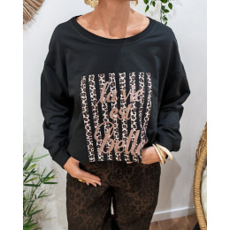 Sweat fin noir femme La vie est belle