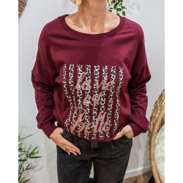 Sweat fin bordeaux femme La vie est belle