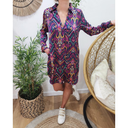 Robe femme droite à motifs multicolores Maya