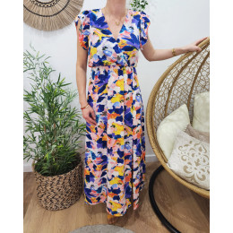 Robe longue femme fleurie multicolore Oriane