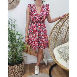 Robe femme fleurie rouge Clotilde