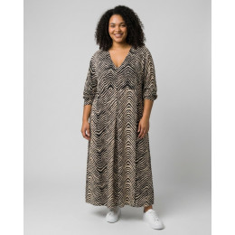 Robe longue femme oversize noire et beige zébrée