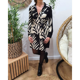Robe chemise femme noire et beige June