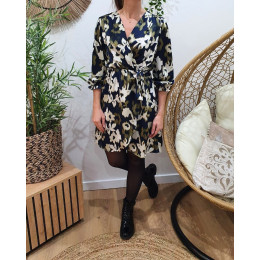 Robe portefeuille femme marine et kaki Yuna