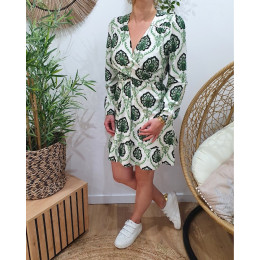 Robe portefeuille femme motifs verts Clarence
