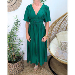 Robe longue femme vert gazon Raphaëlle