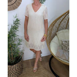Robe femme droite écrue Edda