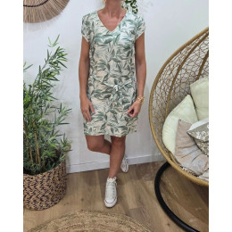 Robe femme feuillage vert agathe Aminda