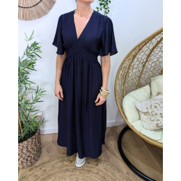 Robe longue femme bleu marine unie Honoria