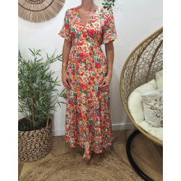  Robe longue femme fleurie multicolore Théodora