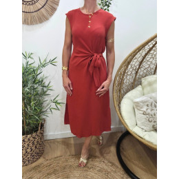  Robe femme cache coeur terracotta nouée Ginevra